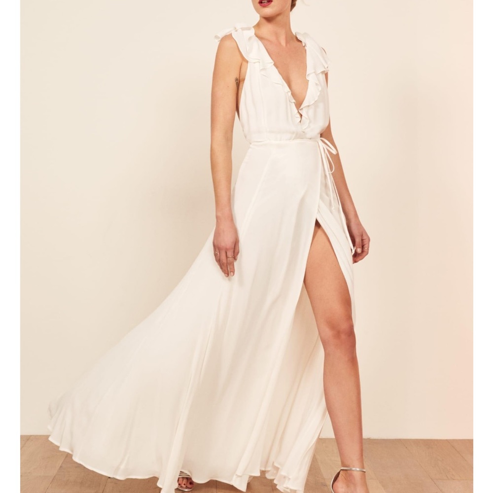 Cream, reformation, peppermint dress, wedding, event